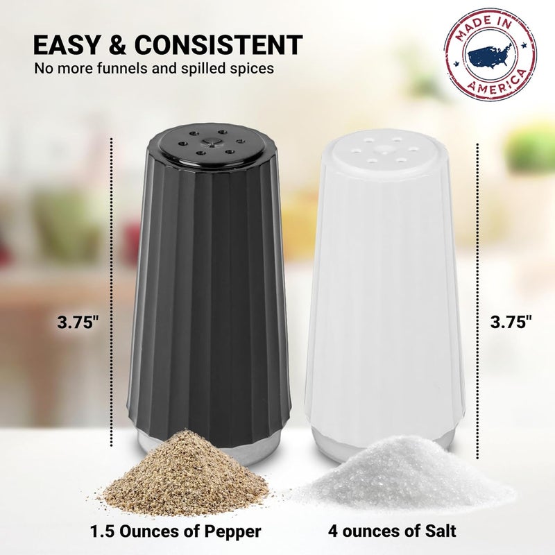 GLOBAL BASICS Disposable Salt and Pepper Shakers by - Plastic Shaker Sets for Parties, Restaurants, Picnics, Cookouts - Prefilled Salt and Pepper Shakers with 4oz. Salt, 1.5oz. Pepper - 24-Pack - Image 3