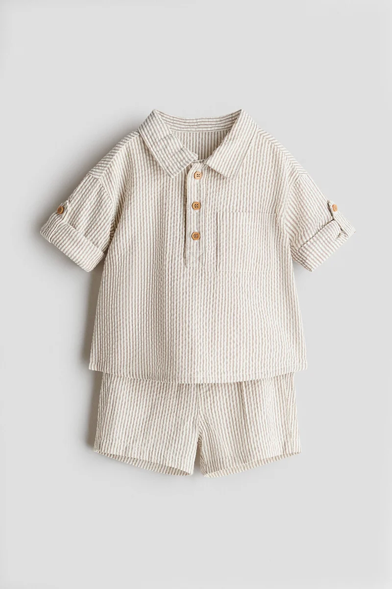 H&M 2-piece cotton seersucker set