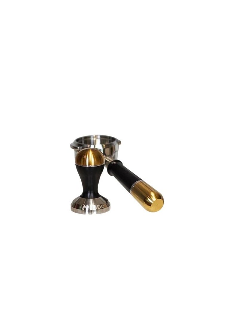 Pesado Spouted Portafilter with Tamper Precision Set - Black & Gold - Image 1