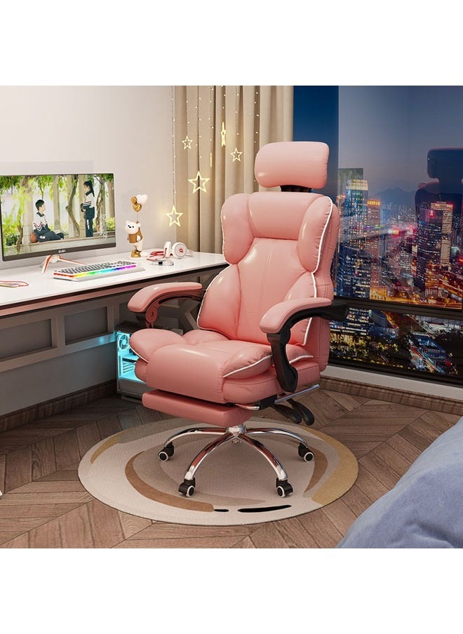 Arabest Gaming Chair, PU Leather High-Back Adjustable Computer Chair with Ergonomic Lumbar Support, Headrest, and Armrests,Pink - Image 1