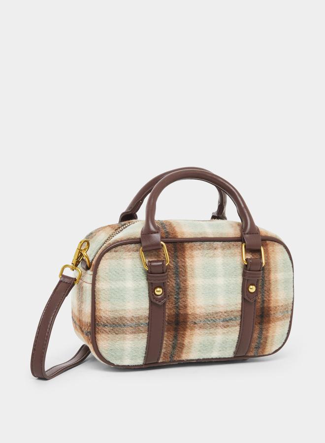 Styli Checked Pattern Bag with Detachable Strap - Image 1