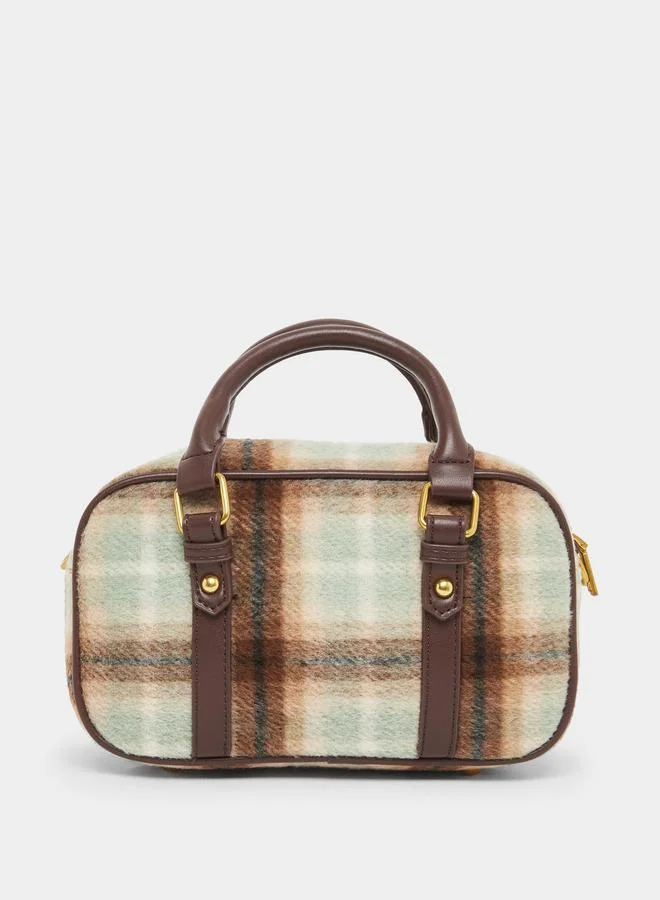 ستايلي شنطة بنمط مربعات مع حزام قابل للفصل