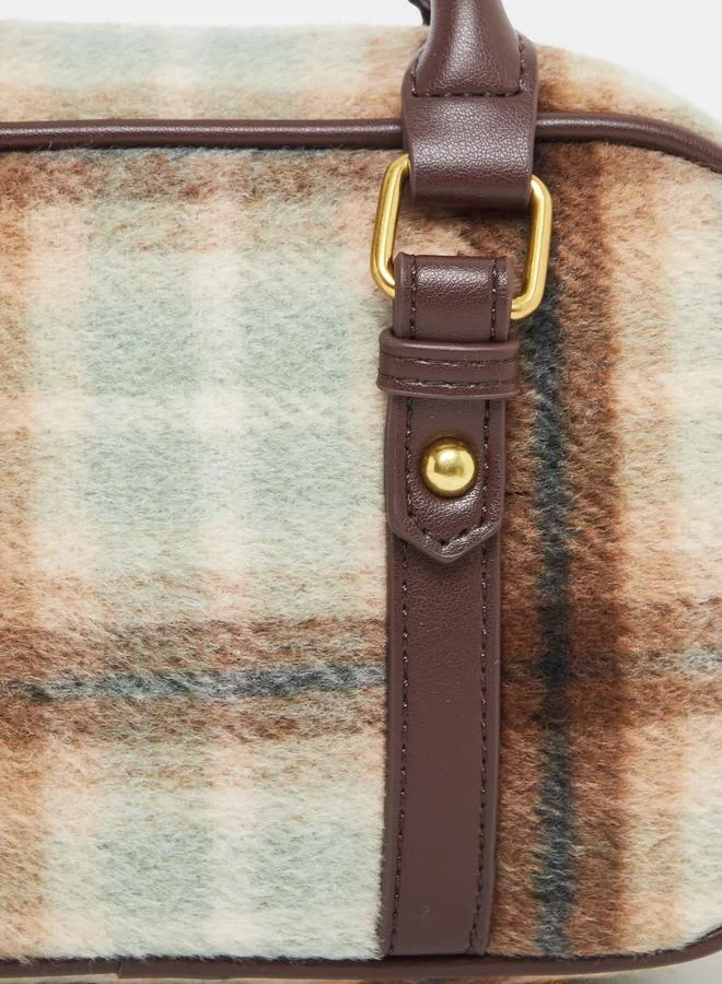 ستايلي شنطة بنمط مربعات مع حزام قابل للفصل