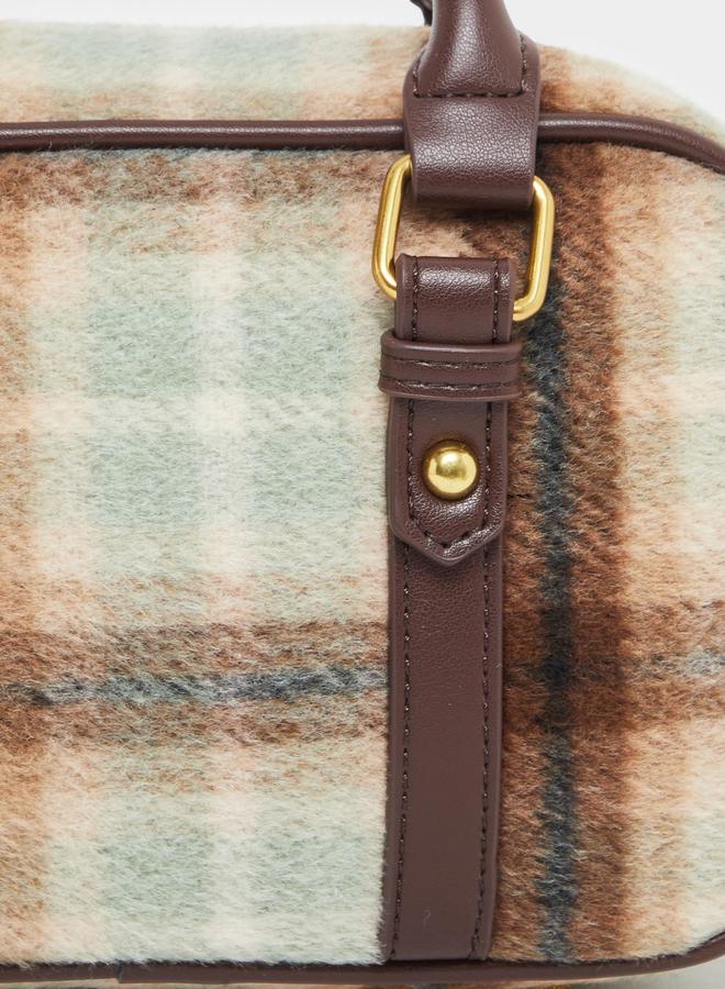 Styli Checked Pattern Bag with Detachable Strap - Image 3