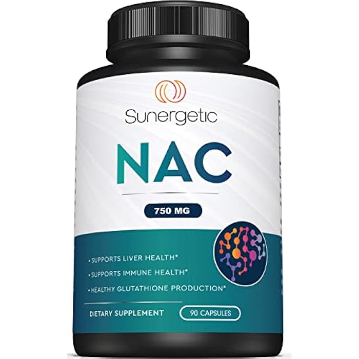 Sunergetic Premium NAC Supplement N-Acetyl Cysteine – 750mg Per Capsule – Supports Liver, Detox Immune, Cellular & Respiratory Health – 90 N Acetyl Cysteine Capsules - Image 1