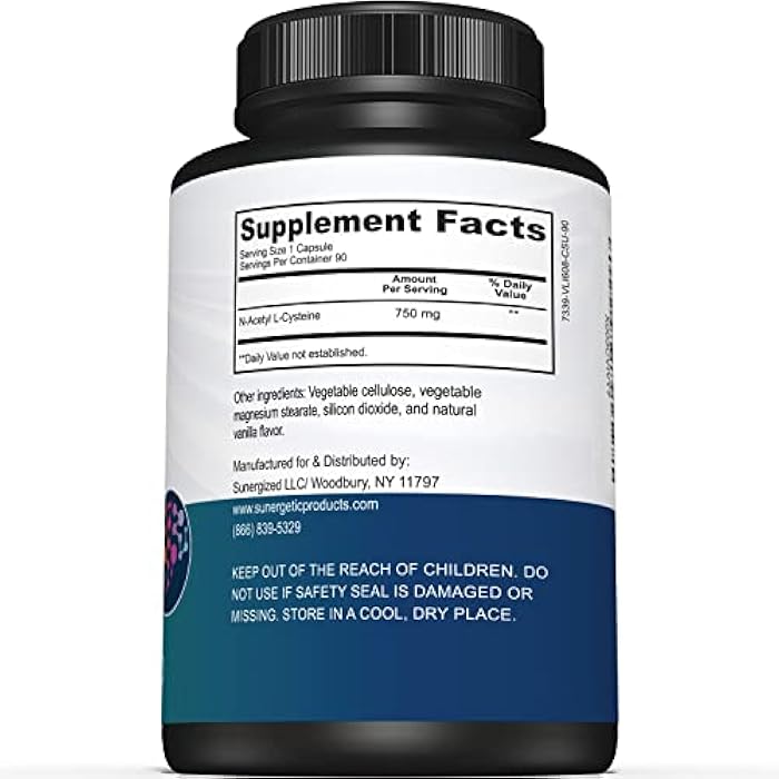 Sunergetic Premium NAC Supplement N-Acetyl Cysteine – 750mg Per Capsule – Supports Liver, Detox Immune, Cellular & Respiratory Health – 90 N Acetyl Cysteine Capsules - Image 2