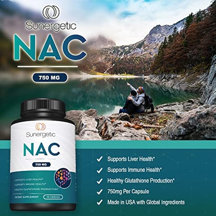 Sunergetic Premium NAC Supplement N-Acetyl Cysteine – 750mg Per Capsule – Supports Liver, Detox Immune, Cellular & Respiratory Health – 90 N Acetyl Cysteine Capsules - Image 4