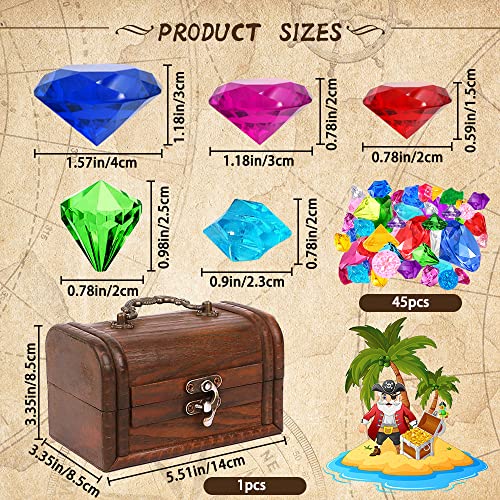 YUJUN Diving Gem Pirate Toys Colorful Pool Acrylic Diamonds Pirate Treasure Chest Gold Coins with Underwater Swimming Throw Pirate Toy for Kids Birthday Summer Swimming Pool Party Favor - Image 5