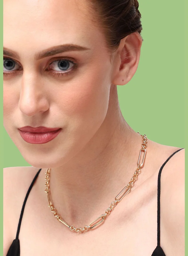 SOHI Gold Plated Party Designer Stone Layered Necklace For Women