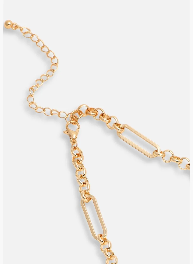SOHI Gold Plated Party Designer Stone Layered Necklace For Women