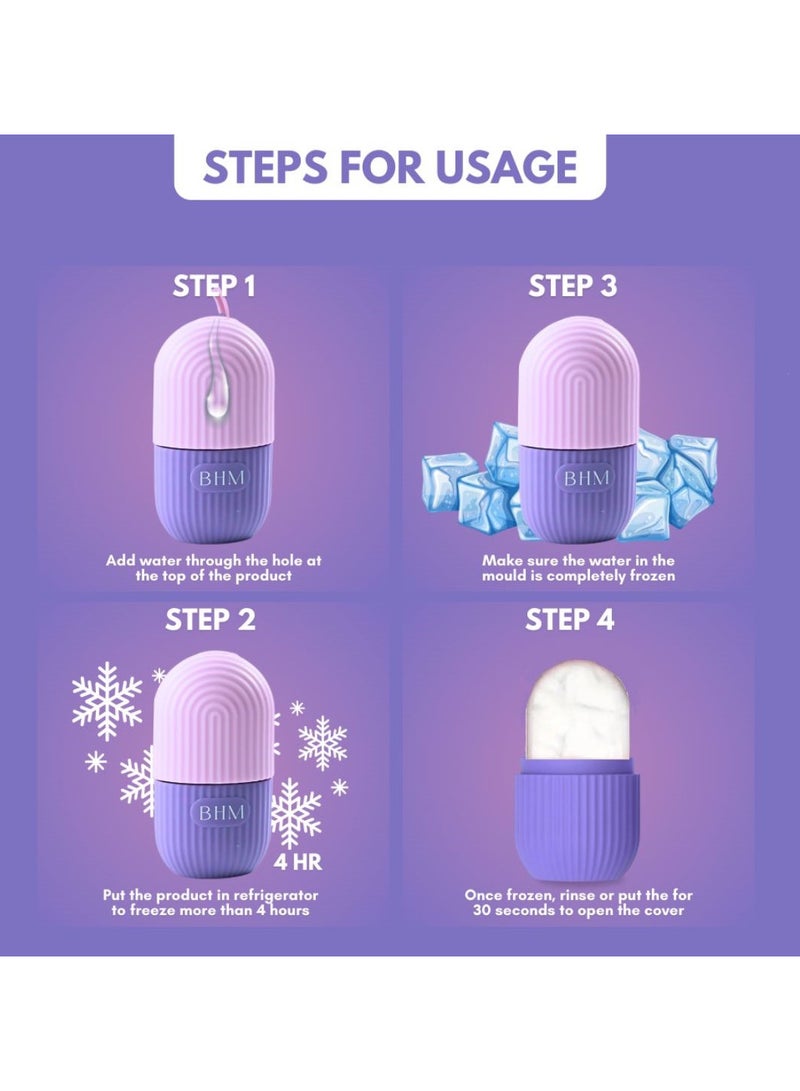 BHM Ice Face Roller, Ice Roller for face, Neck & Eyes, Pack of 2, Skin Care, natural De-puff Eye Bags, Reusable Silicone Ice Mold, Face Lift - Image 3