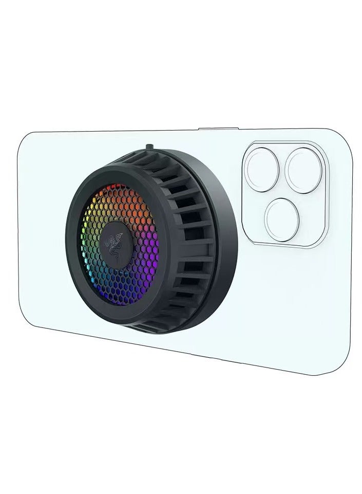 Razer Phone Cooler Chroma (Magsafe) - Smartphone Cooling Fan Chroma Rgb (Compatibility With Magsafe, Advanced Cooling Technology, Twelve Rgb Leds, USb Type-C) Black - Image 1