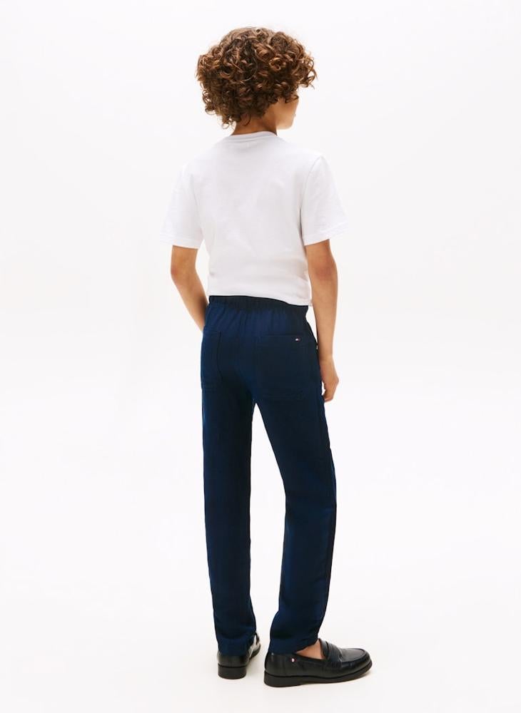 TOMMY HILFIGER Signature Relaxed Linen Blend Trousers - Image 2