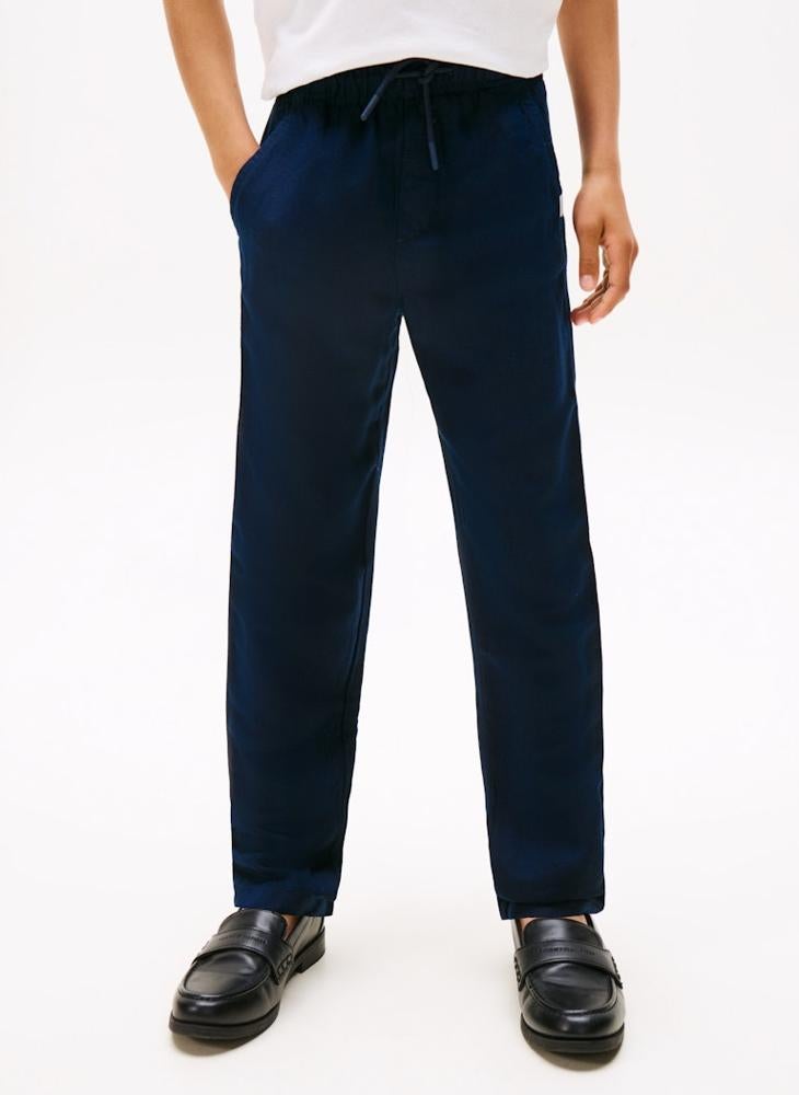 TOMMY HILFIGER Signature Relaxed Linen Blend Trousers - Image 1