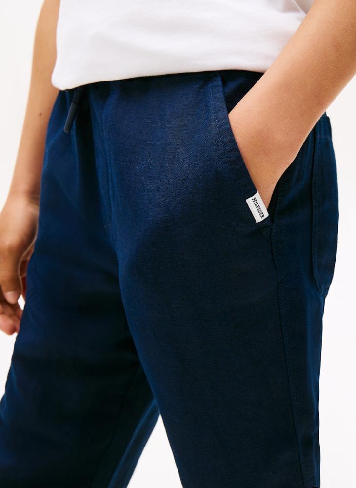 TOMMY HILFIGER Signature Relaxed Linen Blend Trousers - Image 3