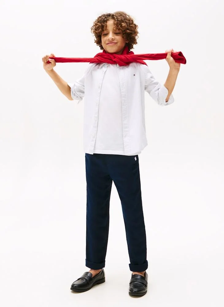 Tommy Hilfiger Dark Night Navy Signature Relaxed Linen Blend Trousers for Men | Best Price UAE