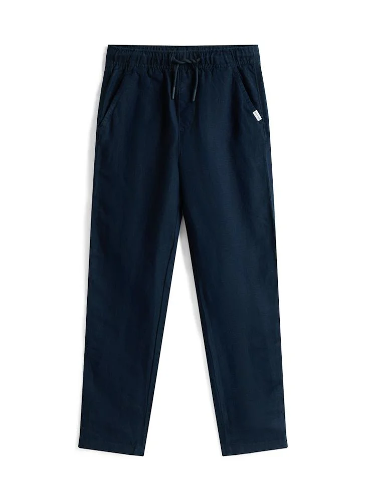 Tommy Hilfiger Dark Night Navy Signature Relaxed Linen Blend Trousers for Men | Best Price UAE