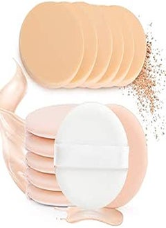 12 Pcs Round Makeup Sponges with Air Cushion Powder Puff Latex-free Blending Sponge and Makeup Puff Brush Set for Liquid Foundation, Cream, Powder, Concealer 6 Sponges 6 Puffs