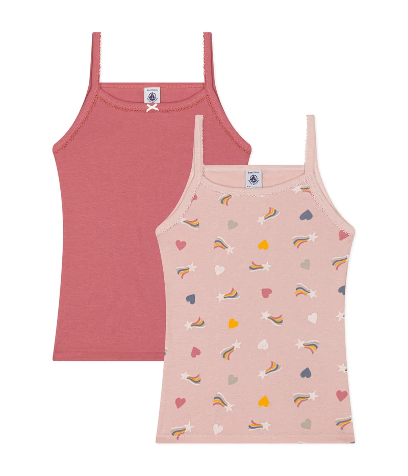 بيتي باتو Children's cotton vests with fine straps - 2-Pack