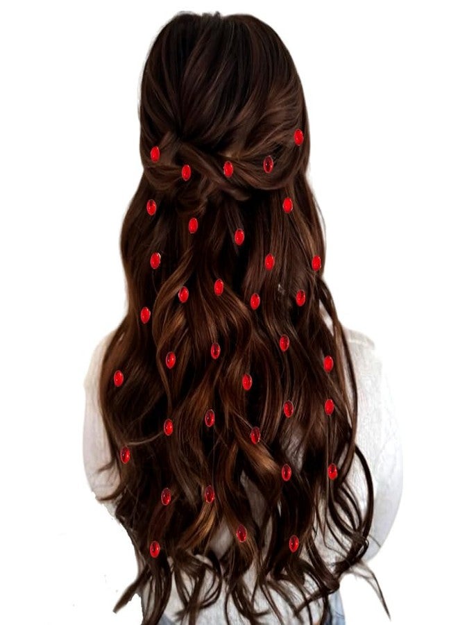 Hair Flare Shimmering Oval Hair Stickers: Easy Stick-On Hair Accessories, 36 Pieces per Pack_2869_Red - Image 1