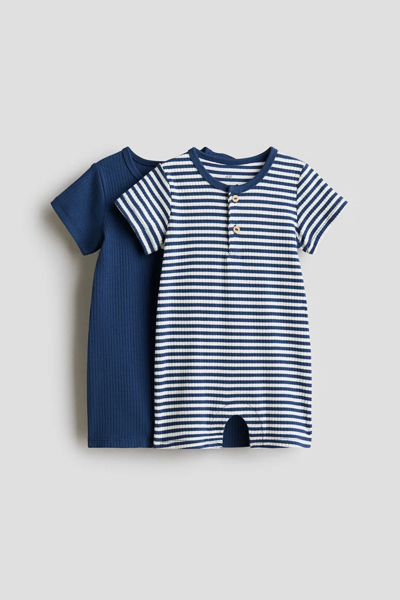 H&M 2-pack short cotton romper suits