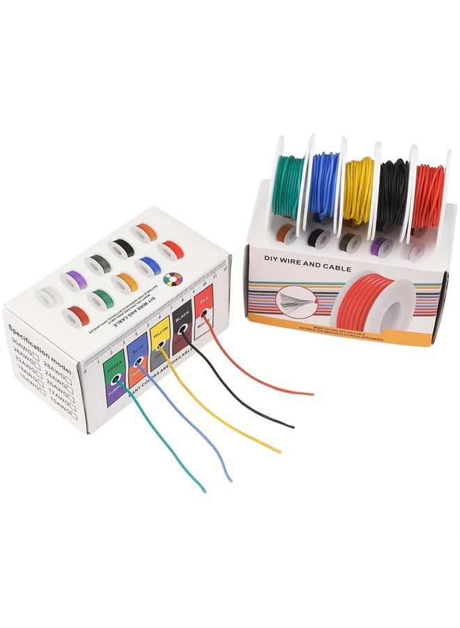 24 AWG سلك نحاسي مجدول ثقيل مطلي بالقصدير، 5 ألوان، 32.8 قدم لكل لون، لتوصيلات السيارات والإلكترونيات المنزلية وأعمال DIY، مع عزل مرن لأسلاك البطارية. - Image 2