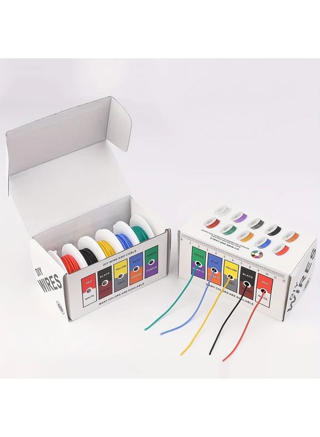 24 AWG سلك نحاسي مجدول ثقيل مطلي بالقصدير، 5 ألوان، 32.8 قدم لكل لون، لتوصيلات السيارات والإلكترونيات المنزلية وأعمال DIY، مع عزل مرن لأسلاك البطارية. - Image 3