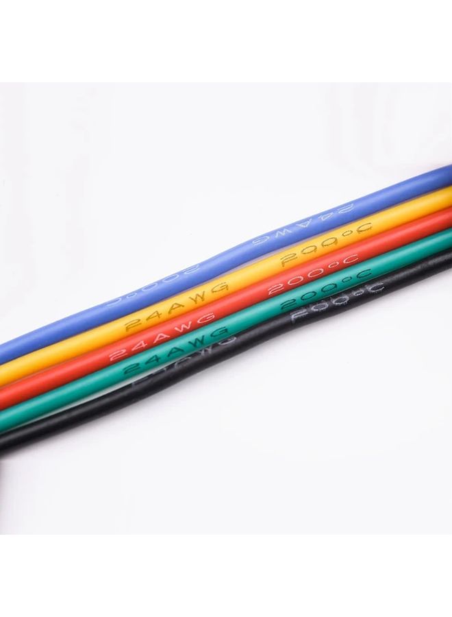 24 AWG سلك نحاسي مجدول ثقيل مطلي بالقصدير، 5 ألوان، 32.8 قدم لكل لون، لتوصيلات السيارات والإلكترونيات المنزلية وأعمال DIY، مع عزل مرن لأسلاك البطارية. - Image 5