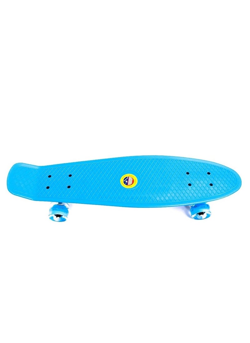 Generic Kid's Mini Cruiser Retro Plastic Complete Skateboard for Boys and Girls, Non-Slip Skateboard Size 55x15 Cm, High Speed Bearings & Soft PU Bushing LED Wheels, For Teens And Beginners  - Image 3