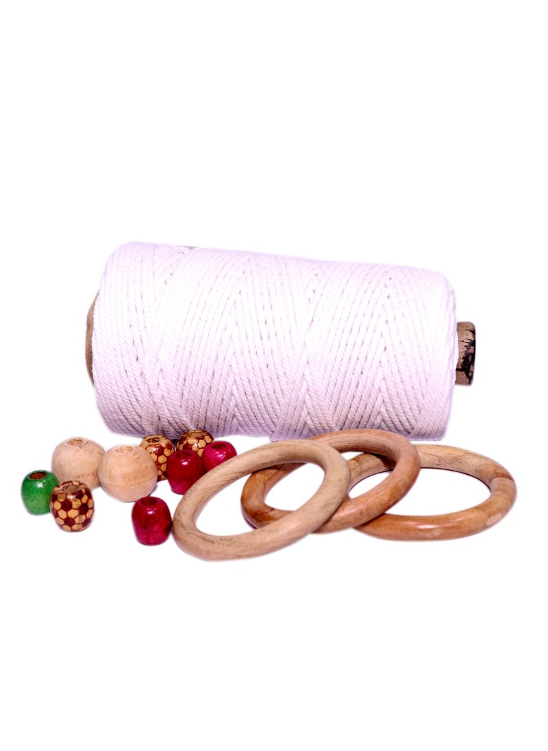 Torex TOREX� | 3mm Large Twisted Cotton Macrame Thread/Rope (150 Meter, 350gram, 3mm) | Macrame Thread for Wall Hangers and DIY Projects (White Pack of 2 PCS)  - Image 3