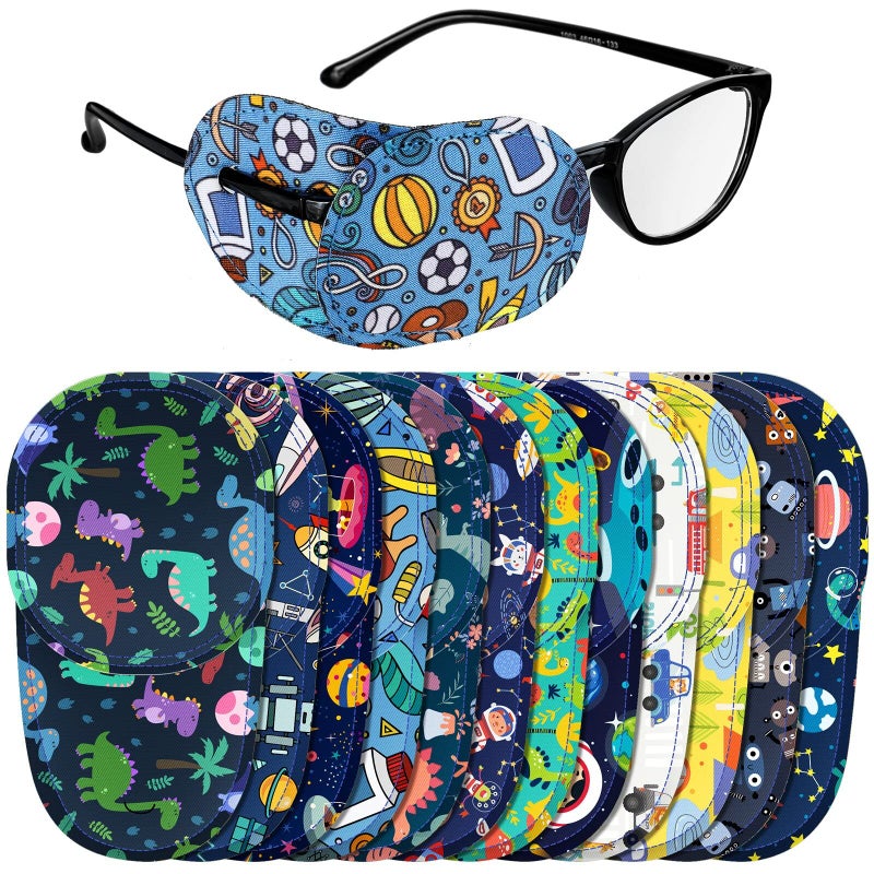 Newcotte Newcotte 12 Pcs Eye Patch for Kids Girls Boys Reusable Eye Patch for Glasses over the Lens Colorful Eye Patch Toddler Eye Patch Adorable Kids Eye Patches Assorted Eye Patch Cover (Fresh)  - Image 1