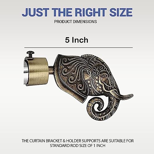 GLOXY ENTERPRISE Aluminium Antique Finish Printed Rod Pocket Semi Sheer Curtain Brackets Parda Holder / Printed Curtain Holders And 1 Inch Rod Support Fittings (Pair Of 4),Multicolor - Image 4