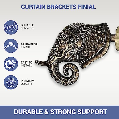GLOXY ENTERPRISE Aluminium Antique Finish Printed Rod Pocket Semi Sheer Curtain Brackets Parda Holder / Printed Curtain Holders And 1 Inch Rod Support Fittings (Pair Of 4),Multicolor - Image 2
