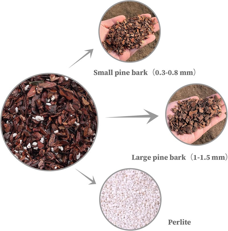 Doter Orchid Potting Mix Orchid Bark, Mix Pine Bark and Perlite, Good Drainage and Water Retention (1 Quart) - Image 3
