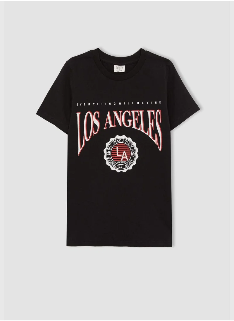 DeFacto Regular Fit Short Sleeve Los Angeles Print T-Shirt