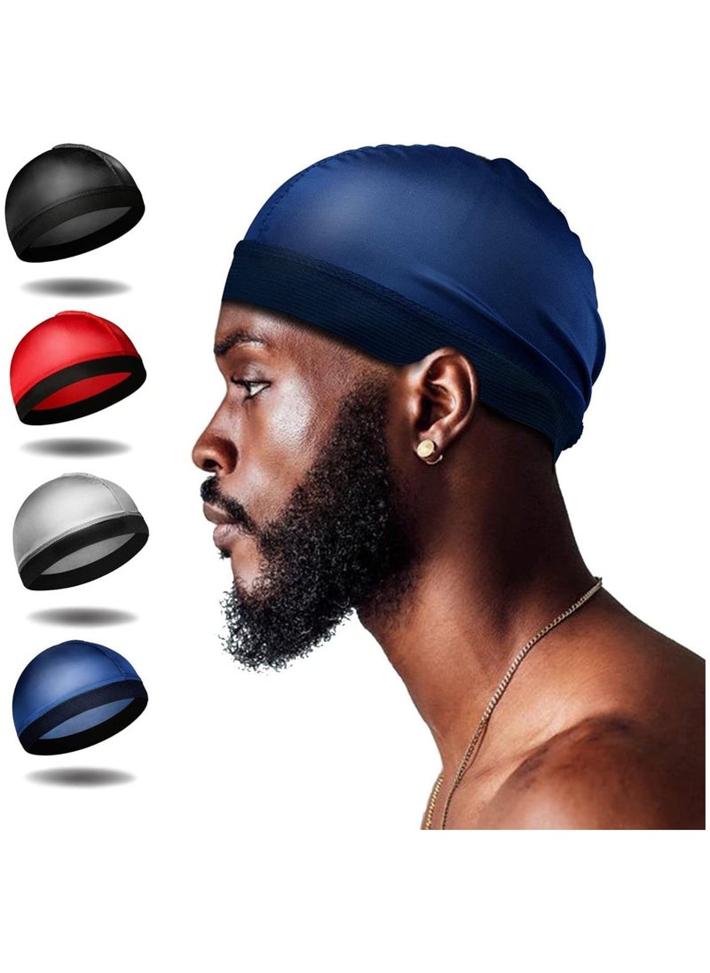 SYOSI - 4Pcs Wave Cap, Silk Stocking Wave Caps for 360 Waves, Good Compression Over Silky Durag for Men, Large Size Stain Caps Suitable for Adult Wave - Image 1