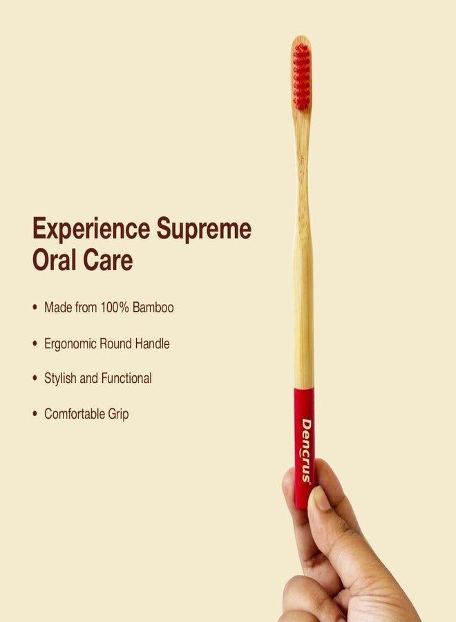 Dencrus ORBY PLUS Bamboo Toothbrush | Pack of 4 | Natural Soft Bristles | Biodegradable and Compostable Toothbrush | Eco-friendly Bamboo Tooth brush | RED, PINK, BLUE, LAVENDER - Image 3