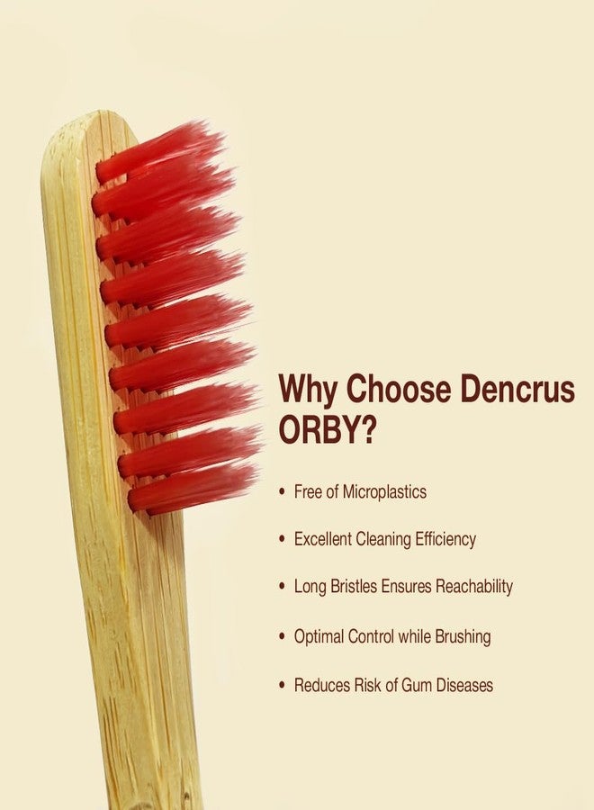 Dencrus ORBY PLUS Bamboo Toothbrush | Pack of 4 | Natural Soft Bristles | Biodegradable and Compostable Toothbrush | Eco-friendly Bamboo Tooth brush | RED, PINK, BLUE, LAVENDER - Image 4