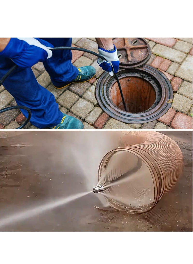 Pressure Washer Sewer Jetter Nozzle with Stainless Steel, Mini Compact Durable Jet Nozzle,Drain Jetter Hose Nozzle with 1/4" Quick Connector 1 Front Jet and 6 Rear Jets, 5800 PSI (1/4 Short Head) - Image 3