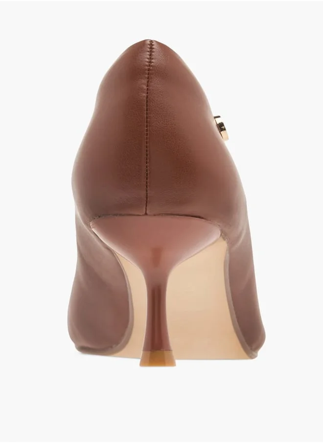 Celeste Womens Solid Slip-On Pumps With Pointed Toe And Kitten Heels