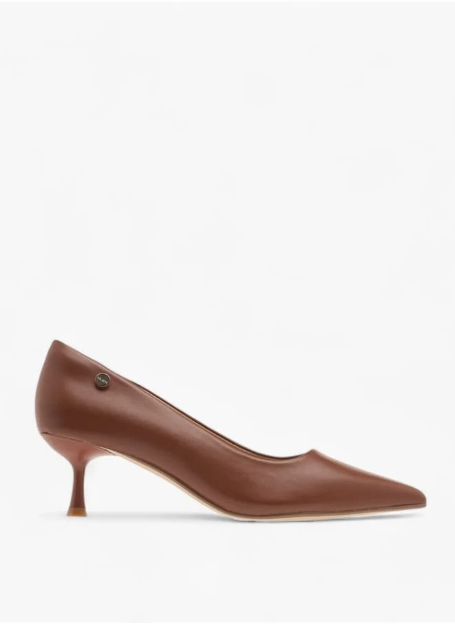 Celeste Womens Solid Slip-On Pumps With Pointed Toe And Kitten Heels