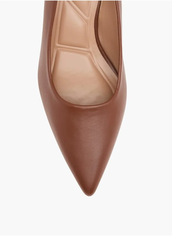 Celeste Womens Solid Slip-On Pumps With Pointed Toe And Kitten Heels