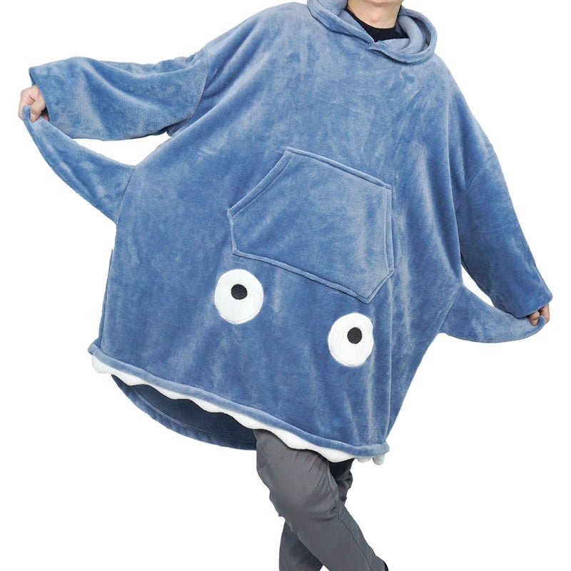 Flannel Cartoon Shark Pajama Set for Couples - Image 3