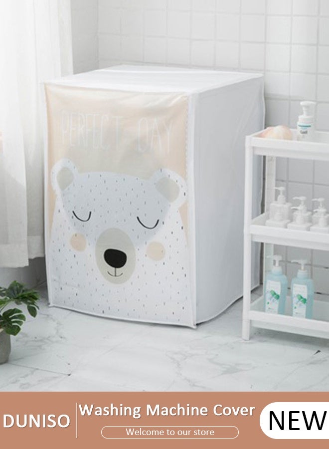 DUNISO Washing Machine Cover, Full-automatic Roller Washing Machine Cover with Zipper, Waterproof Sunscreen and Dustproof Protection Cover for Most Front Load Washer and Dryer - Image 1