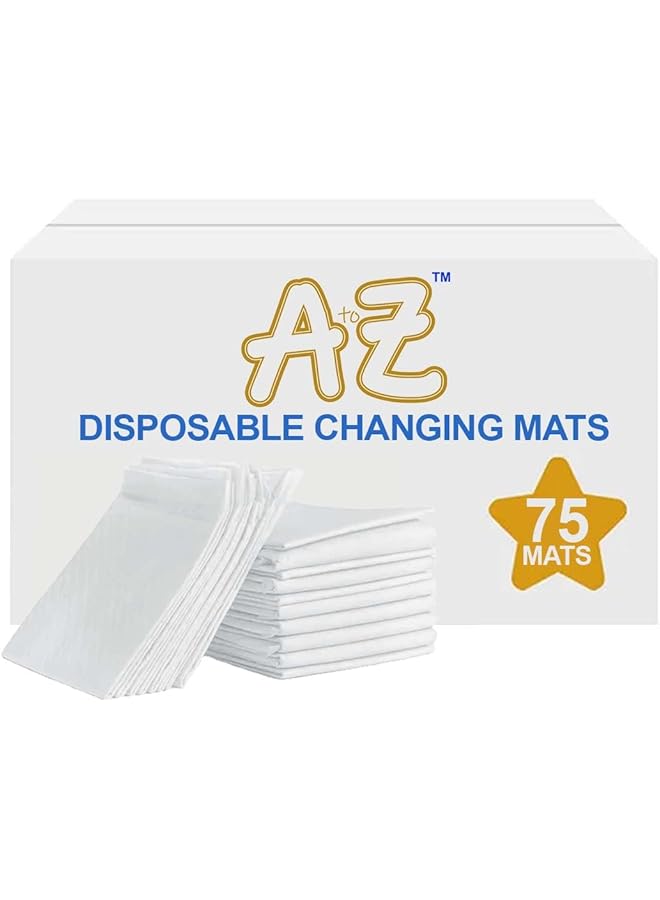 A TO Z Disposable Changing Mat Size (45Cm X 60Cm) Large Premium Quality For Baby Soft Ultra Absorbent Waterproof Pack Of 75 White - Image 1