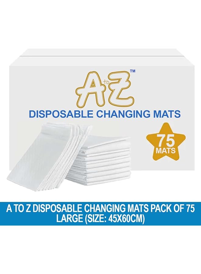 A TO Z Disposable Changing Mat Size (45Cm X 60Cm) Large Premium Quality For Baby Soft Ultra Absorbent Waterproof Pack Of 75 White - Image 2
