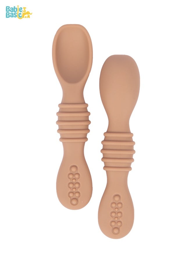 Babies Basic Soft Tip Bpa Free Silicone First Stage Training Spoons - Blush  - Image 1