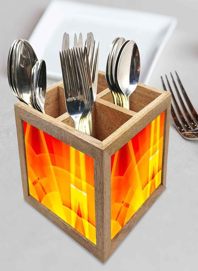 Nutcase Wooden Cutlery Stand Holder Silverware Caddy Spoons Forks Knives Organizer for Dining Table & Kitchen -Made in India-Spoons NOT Included - Sun - Image 2