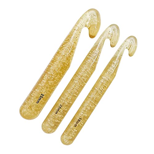 QLRFFLJOY Plastic Crochet Hooks 3 pcs Large Sizes Long Crochet Needles Set QLRFFLJOY 18mm 20mm 25mm Crochet Hook DIY Yarn Weaving Tool for Knitting Blanket Shawl and Carpet - Image 1