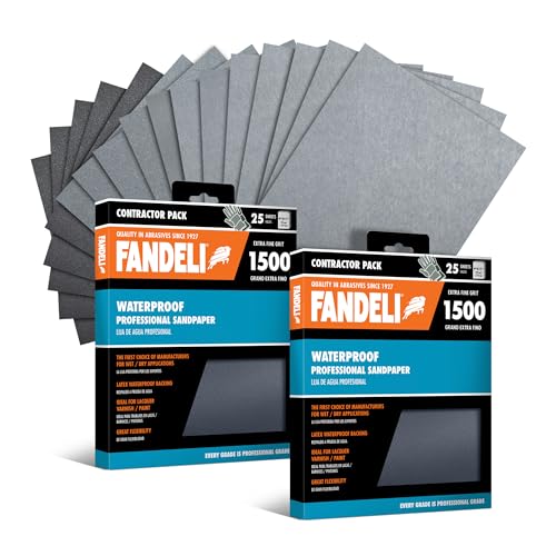 Fandeli - Waterproof Sandpaper | 1500 Grit | 50 Sheets 9'' x 11'' | Ideal for Car Polishing, Wooden Furniture Sanding and Metal Sanding | Water Resistant | Sandpaper Sheets. - Image 1
